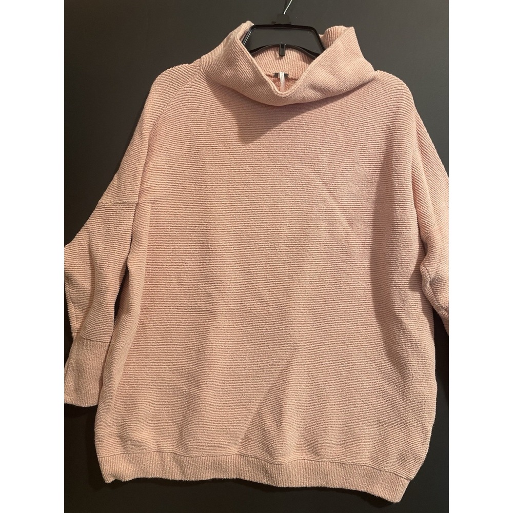 Free People Ottoman Slouchy Tunic Sweater Womens Pink Mock Neck Oversized Small